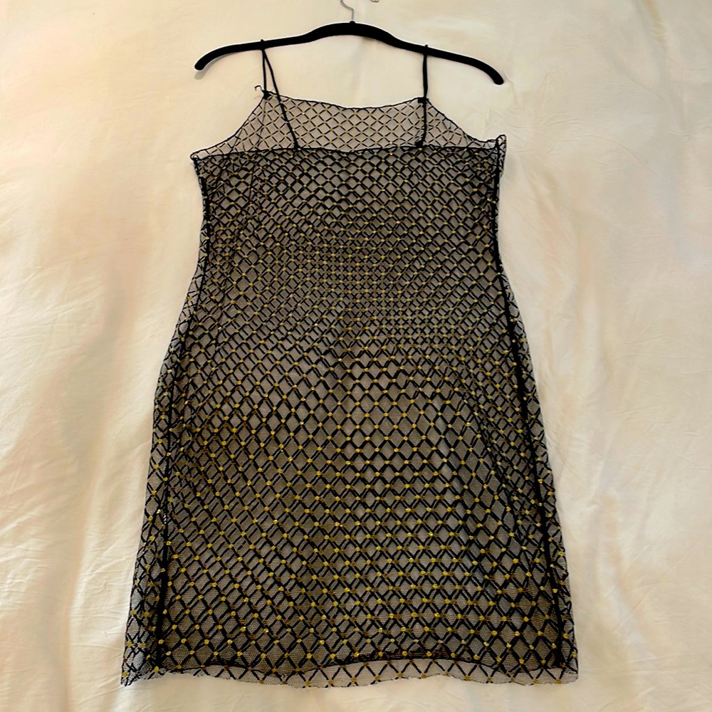 Vintage black and gold mesh dress